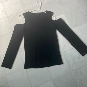BCBG black sweater with should cut out